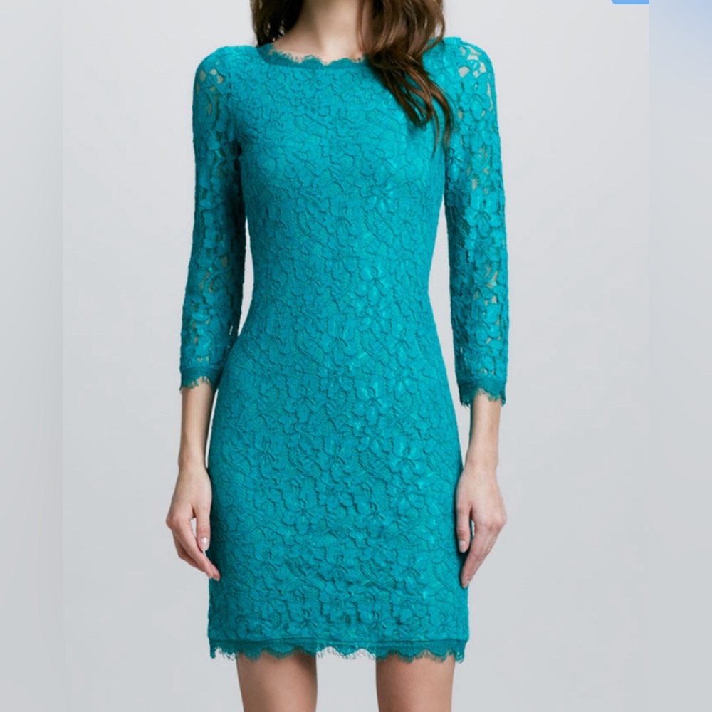 Diane Von Furstenberg Zarita Parakeet Lace Midi Dress | Size  4